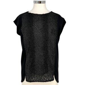Ro & De Noir Snake Animal Embellished Black Sleeveless Blouse Size Medium